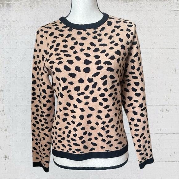 H Halston Women's Leopard Print Brown Black Long Sleeve Sweater Size Small - Picture 2 of 9
